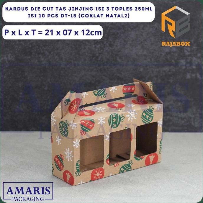 

ready Kardus Die Cut Tas Jinjing Isi 3 Toples Jar 250 ml Isi 10 Pcs DT-15