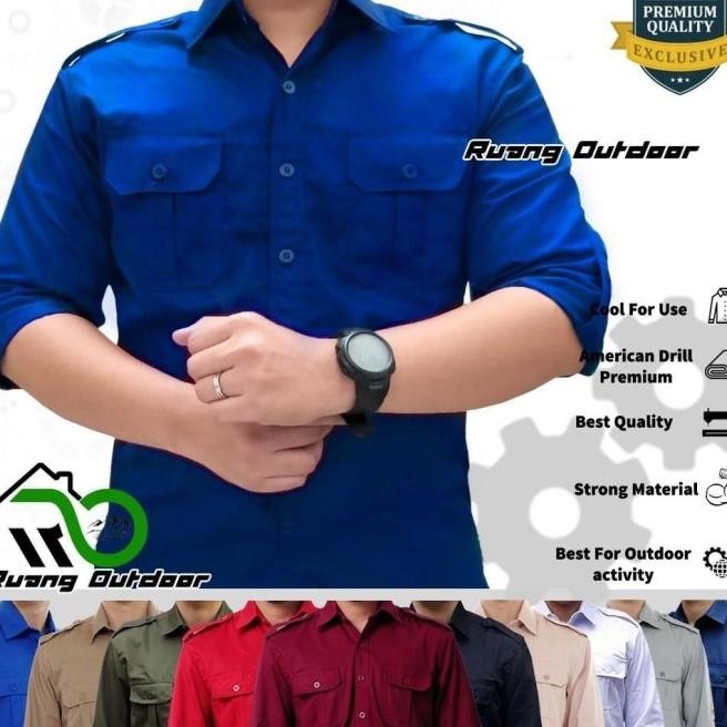 ''" Baju Kemeja Pdl Pdh Lapangan Lengan Panjang - Pakaian Atasan Seragam Pria Wanita Premium Kerja K