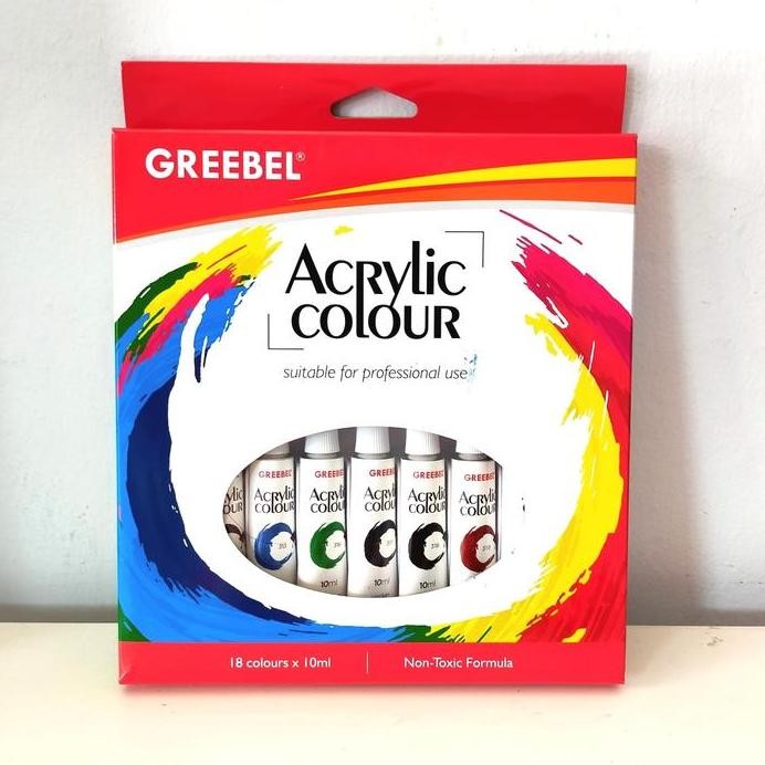 

ready !!! GREEBEL Acrylic Colour Cat Akrilik 18 Warna 10ml Art Craft Painting