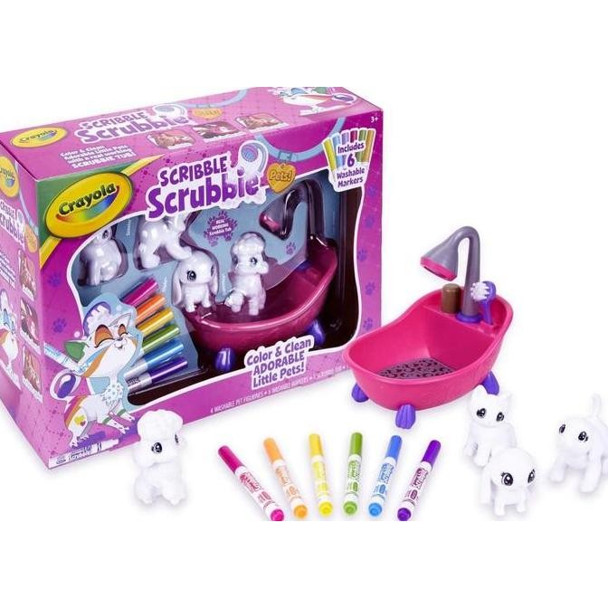 

ready !!! CRAYOLA SCRIBBLE SCRUBBIE 6 WASHABLE MARKERS COLOR & CLEAN LITTLE PET