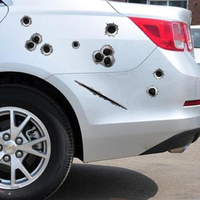 Stiker Gambar Bekas Lubang Peluru Tembakan 3D Stiker aksesoris Mobil murah