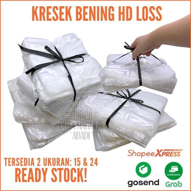 HJK Kantong Plastik Kresek HD Los Putih Bening Kiloan 15 24/1 Ikat 1 KG / Kantong Plastik Kiloan/Kan