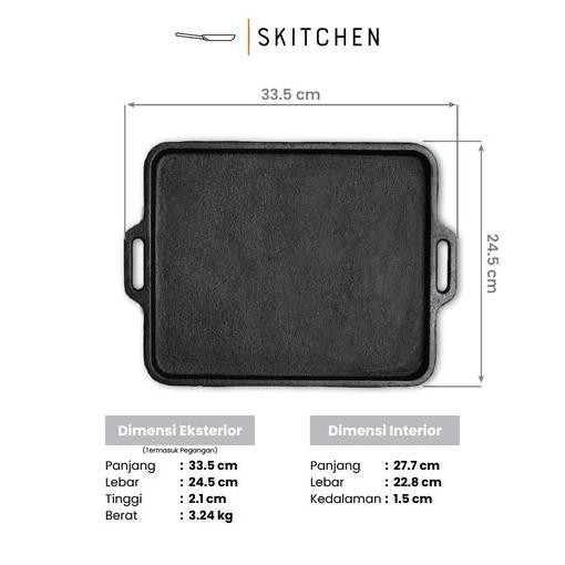 

SKITCHEN Cast Iron Berlin Pan (28 cm) - Alat Panggangan Premium Serbaguna, Panas Merata Tahan Lama SM88