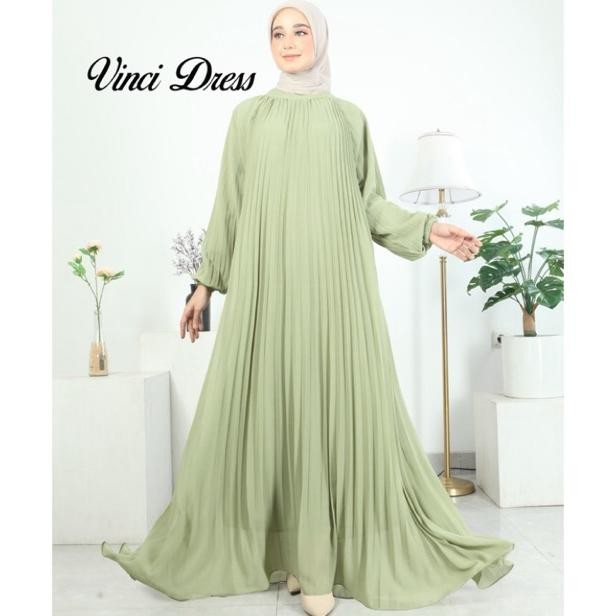 Oz67 Asd-86 Dwl-49 Vinci Dress Gamis Plisket Dress Mayung Gamis Premium Dress Terbaru Sale Premium