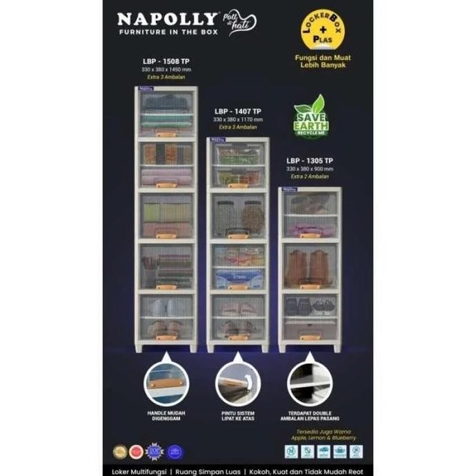 Miliki Rak Susun Plastik Napolly 5 Tingkat Locker Box Lb