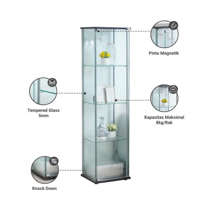 Informa Newvy Curio Lemari Pajang 4 Tingkat - Hitam Lemari Pajangan Lemari Kaca Kabinet Pajangan Dek