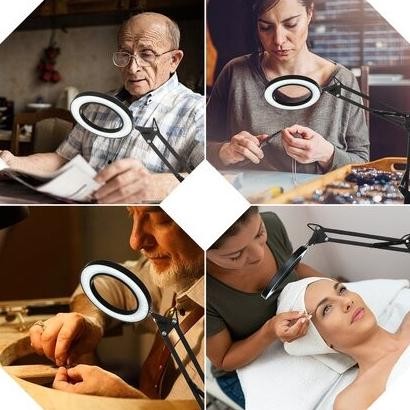

Lampu Baca LED Klip Kaca Pembesar 8x dengan Tri Color 12W 1200lm - Lampu Baca Berkualitas - Warna Hitam CS