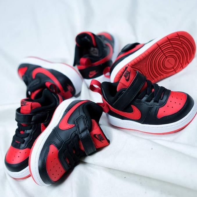 Tersedia SEPATU ANAK / SEPATU BAYI NIKE COURT BOROUGH BLACK RED UNIVERSITY