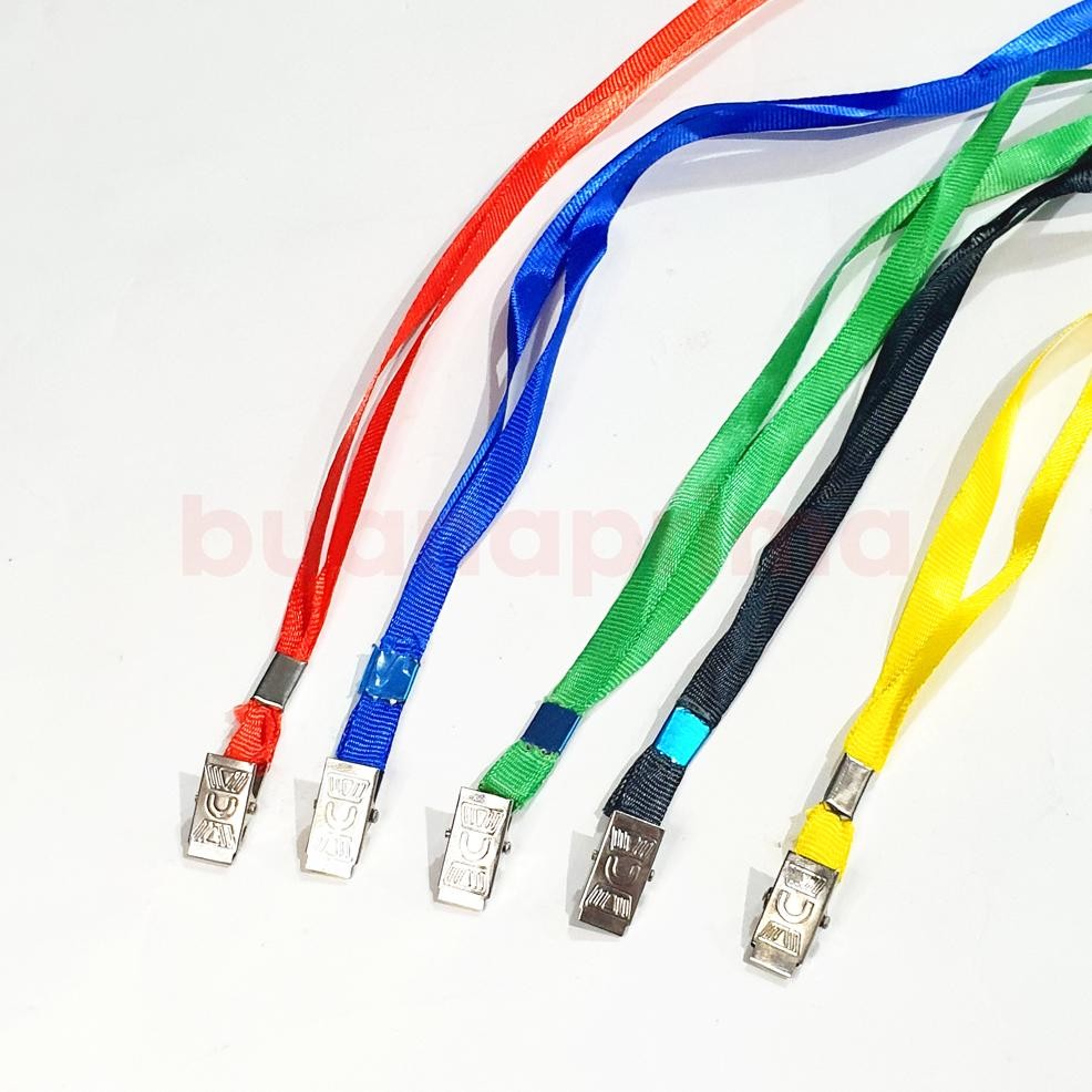 

Tali Id Card Besi Jepit 1 cm per 100 Pcs Tali Lanyard Hitam Biru Merah Kuning Hijau