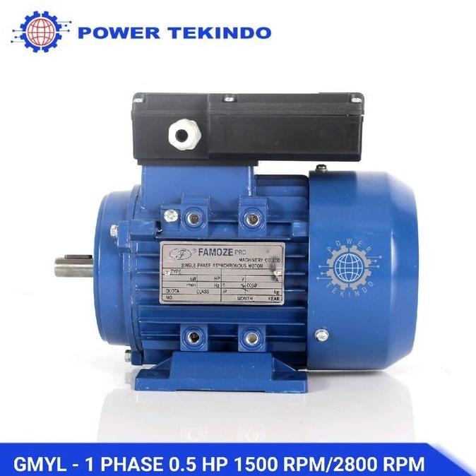 Sale Famoze Pro Dinamo Penggerak 1 Phase 0,5 Hp 1/2Pk 0.37 Kw 1400 Rpm / 2800 Rpm 220V Elektro Motor