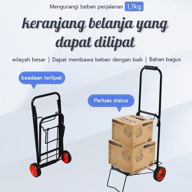 Troli Belanja lipat Keranjang Supermarket Tas Troli Belanja Trolley Roda