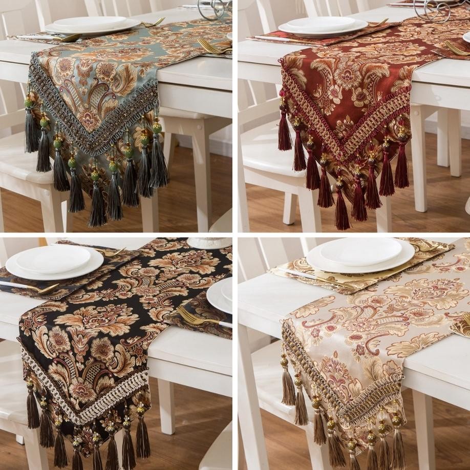 Table Runner Beia Turki Alas Meja Tamu Taplak Meja Kain Mewah