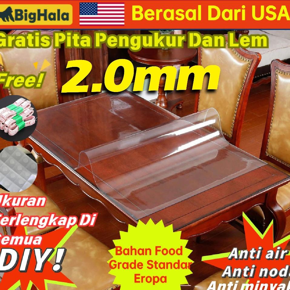 Taplak Meja Transparan Tebal Pvctidak Menyusut Berubah 100 Tahunanti Minyak Air Noda Gores Tahan Pan