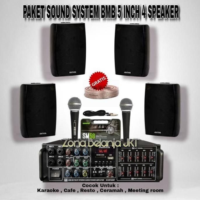 Paket Sound Karaoke Cafe Resto Speaker Bmb 5 Inch 4 Speaker (Bmb-3) New Stok