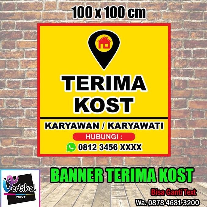 

Cetak Banner Spanduk Terima Kost Karyawan / Karyawati 100x100 cm