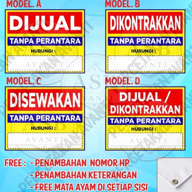

Spanduk Banner Dijual / Dikontrakkan / Disewakan Untuk Rumah Flexy 280 gsm