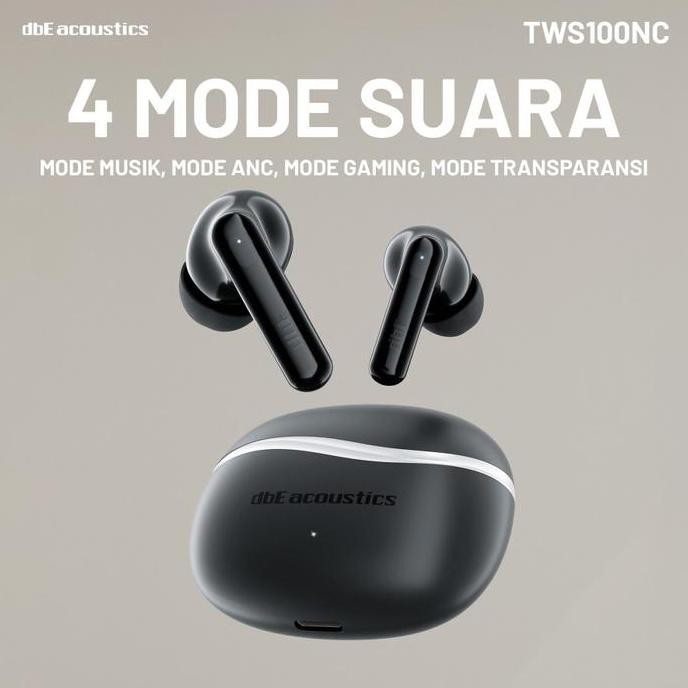Dbe Tws100Nc / Tws-100Nc Wireless Earphone Tws Bluetooth Earbuds Gaming Mode Anc New Stok