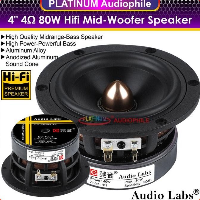 Speaker 4 Inch Mid-Woofer Woofer Midrange Bass Hifi Speker Mid Bass Audiolabs Sy-402R New Stok