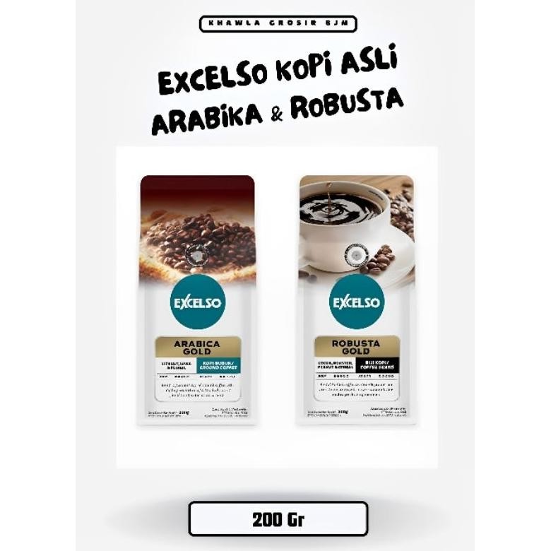 

NEW!!! Kalsel 2 Pcs Excelso Tubruk Giling Kopimurni Bubuk Asli Robusta Arabika 200Gr Java Toraja Mandheling