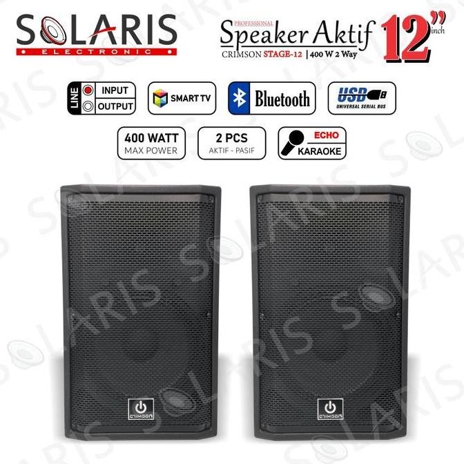 Paket Komplit Speaker Aktif 12 Inch Bluetooth Crimson Stage 12 New Stok