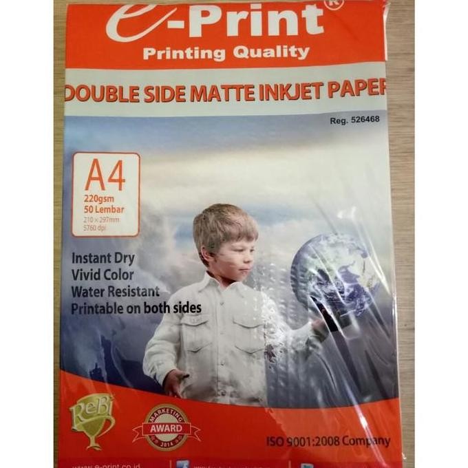 

Eprint Kertas Foto Double Side Matte Inkjet Paper A4 220Gsm Isi 50Lemb Promo