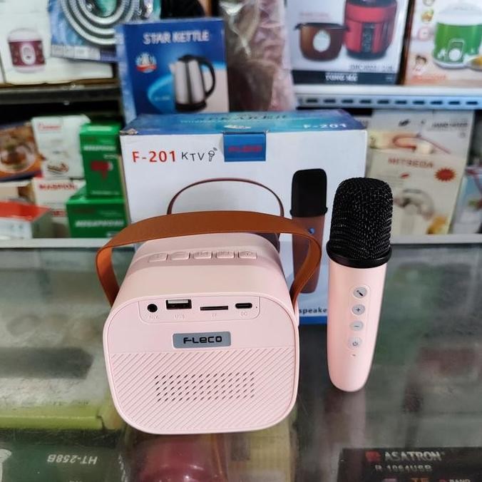 Speaker Karaoke Bluetooth + Microphone Fleco F-201 Ktv Music Box New Stok