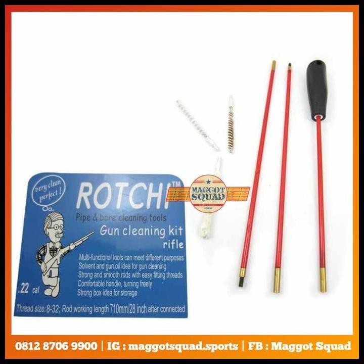 Terlaris Rotchi Pembersih Laras Barrel Cleaning Stik 3 Pcs Cal 5,5 Mm .22 Pcp Good Quality