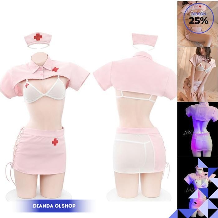 SEXY LINGERIE SEKSI  COSPLAY CUSTOM + G STRING  NURSE PERAWAT SUSTER SEXY BAJU LINGERE  DINAS MALAM 