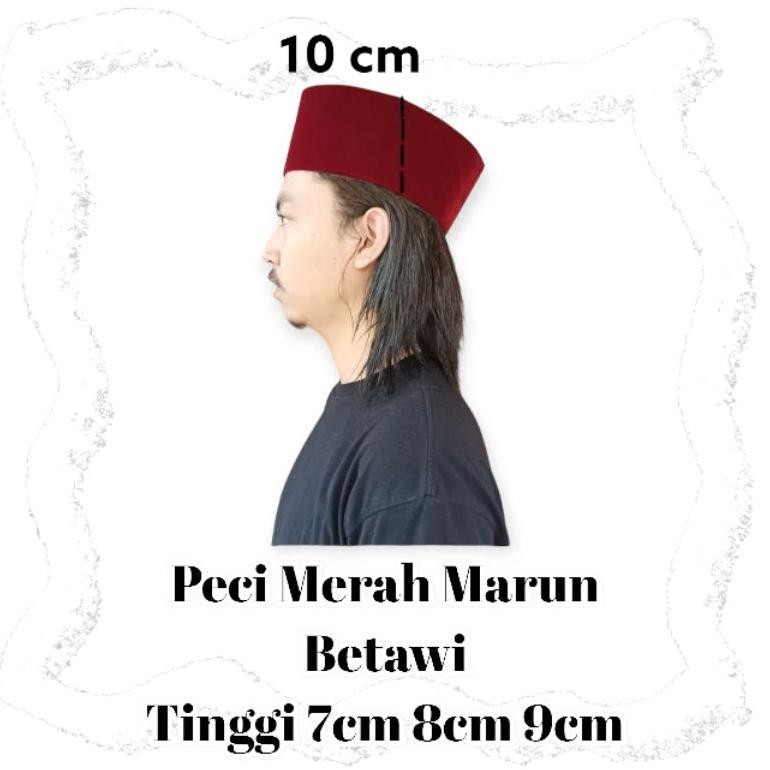 Peci Betawi Merah Marun tinggi 7 cm 8cm kopiah Betawi merah marun tinggi 7 cm 8cm peci kopeah songko