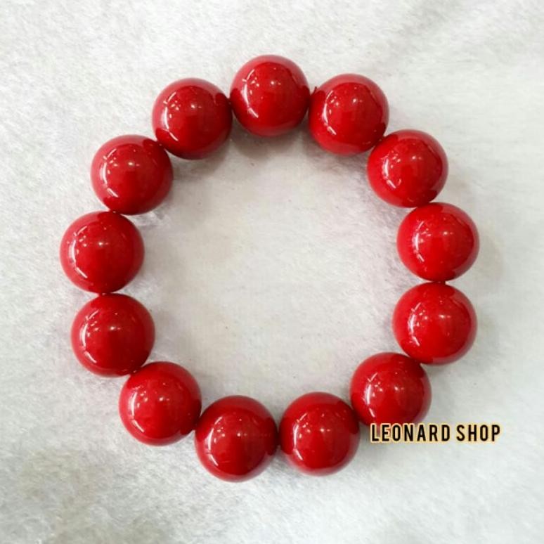 Gelang Red Coral Grade A Merah Berserat Premium Batu Karang Merah Koral Marjan Merah Delima Aksesori