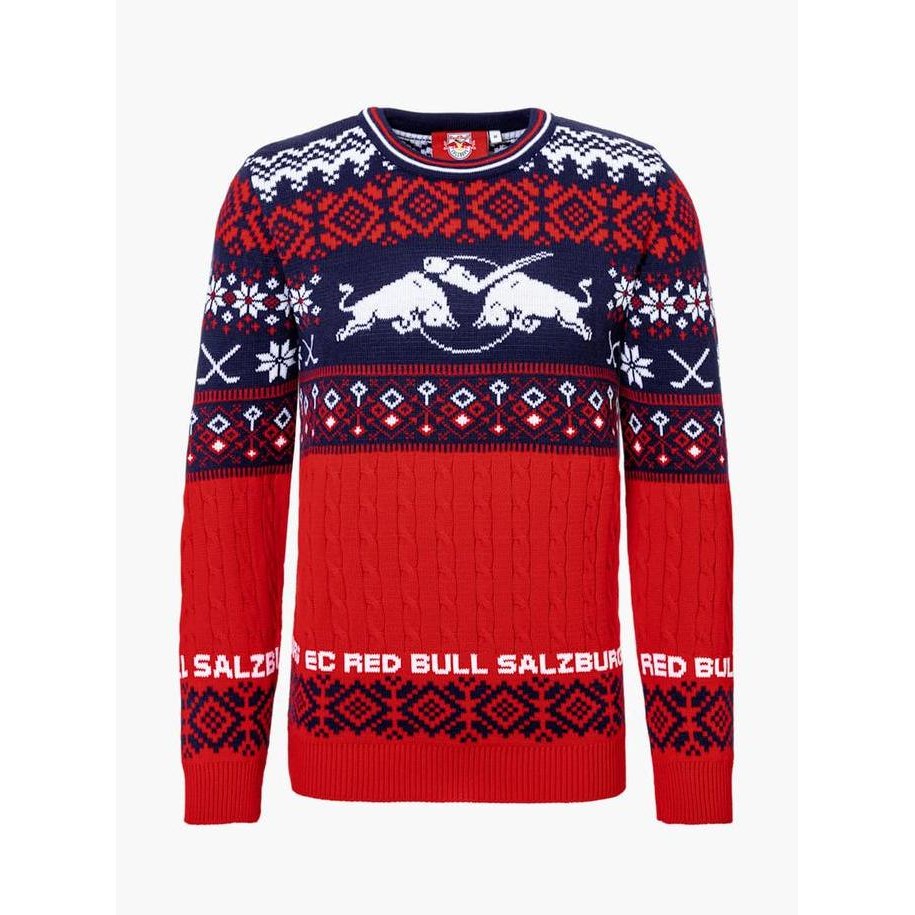 EC Red Bull Salzburg (ECS) 2024 Limited Edition Winter Sweater - Red/Navy. Sweater Unisex Pria Wanit