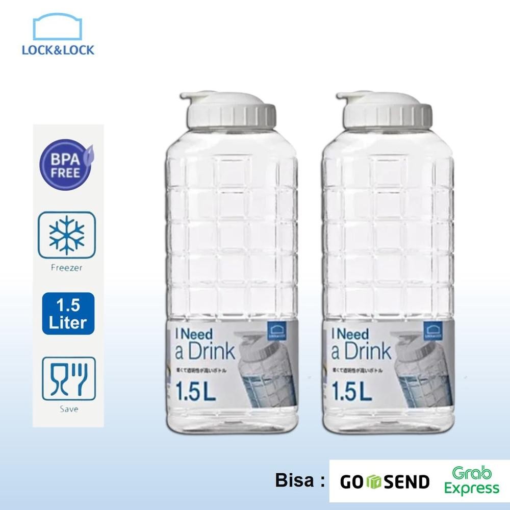 (Terbaru) Lock and Lock Tumbler Botol Air Tempat Minum Kulkas Plastik Chess Water Bottle 1.5L Lock n