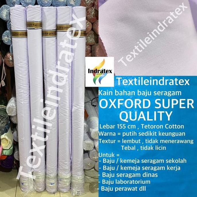Tersedia ( per 1 roll ) Kain katun OXFORD SUPER QUALITY putih tebal gulung lebar 155 cm isi 27 meter