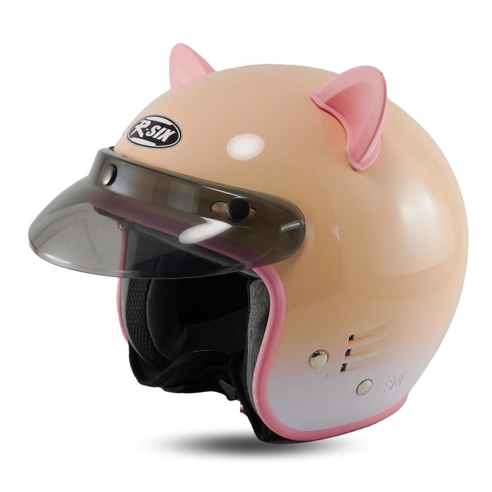 Helm Bogo dewasa Wanita Kuping Kucing Lucu SNI Cat Pink