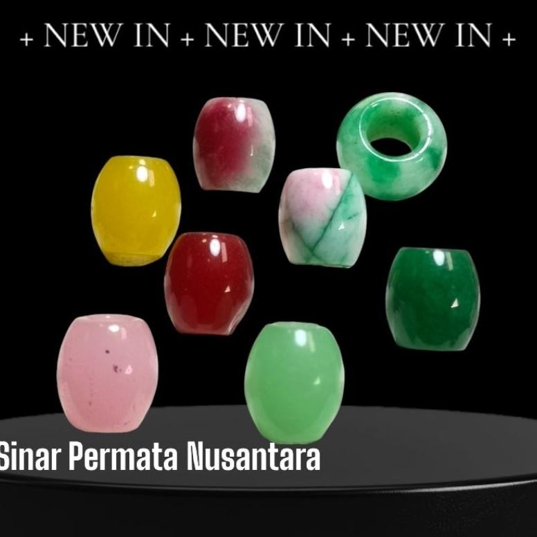 Natural batu Jadeite Jade / giok tambahan accesories liontin kalung bentuk donat - tabung berlubang 