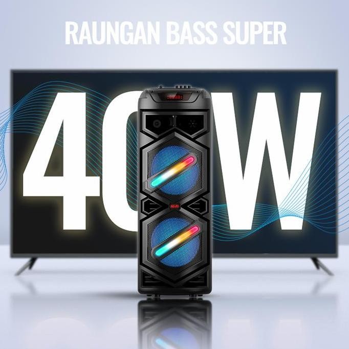 Grosir Maiket1+1 GratisMaiket Speaker Bluetooth Karaoke Dual Subwoofer 8 Inch Full Bass Sz-8828 Besa