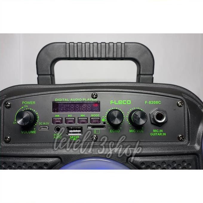 Murah Speaker Bluetooth Fleco F-8208 A/B/C 8'5 Inch Free 2 Mic Wireless Karaoke + Remote + Kabel Usb