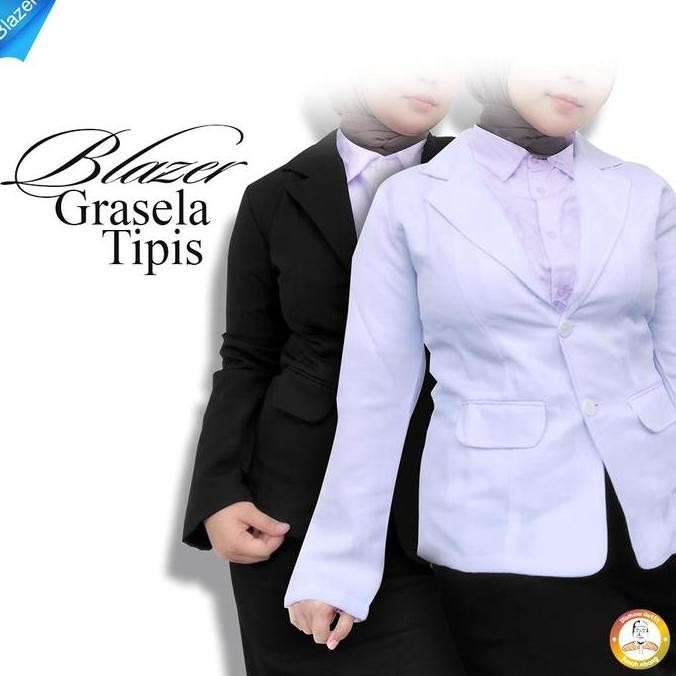 Tersedia Jas Blazer Wanita Jas Kerja Kantor Cewe Polos Dewasa Anak Fit Kancing Nyaman Putih SlimFit 