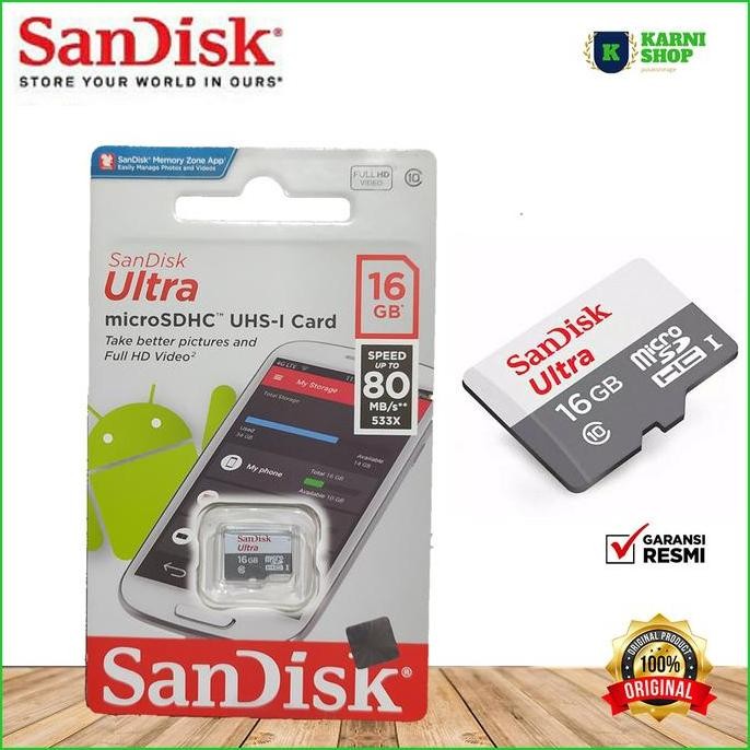 Memorycard Memory Card Microsd Mmc Kartu Memori Hp Sandisk 16 Gb 16Gb New Stok