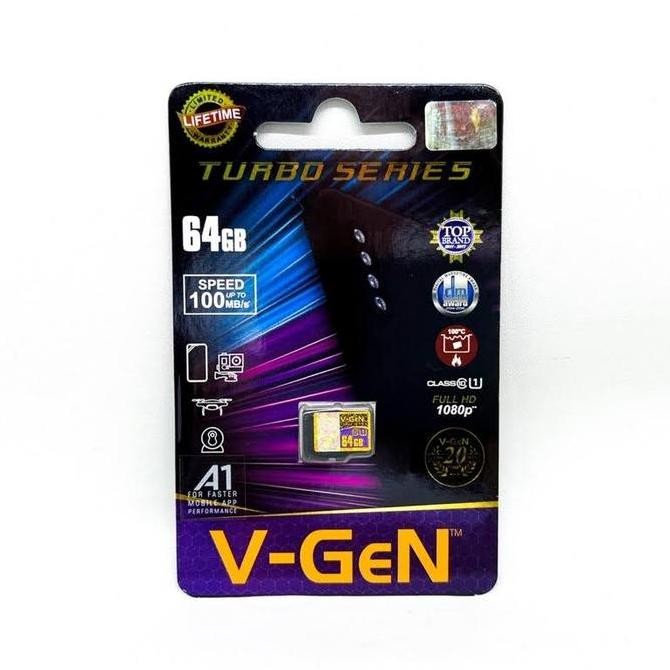 Memory Card 64Gb Mmc 64Gb Micro Sd 64Gb Original Vgen Turbo Series C10 New Stok