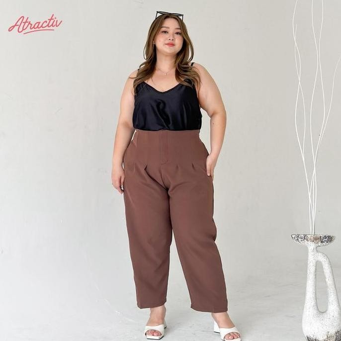 Atractiv Celana Kerja Jumbo Wanita Celana Putih Highwaist Jumbo Celana Kantor Big Size Celana Jumbo 