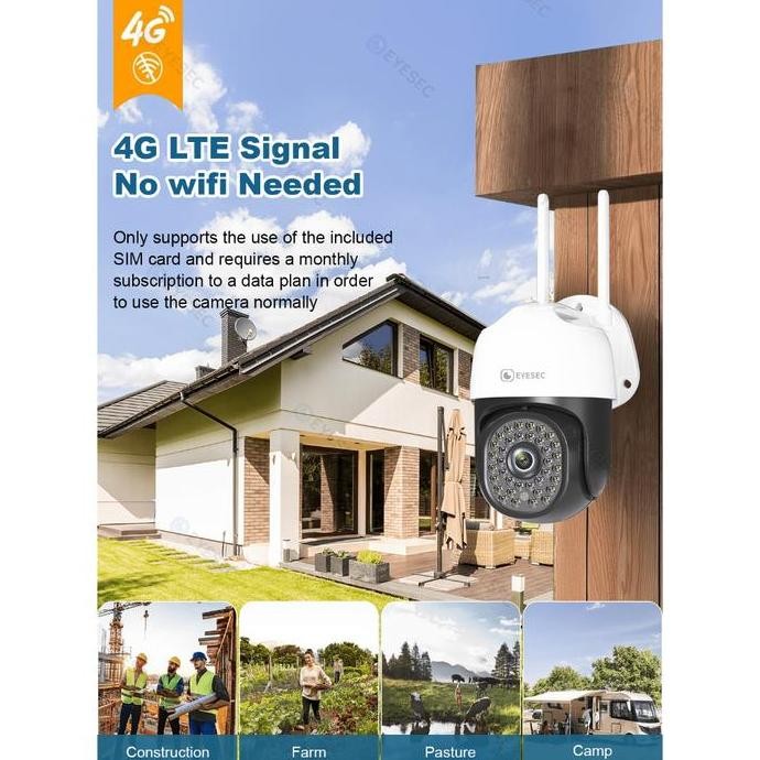 TERLARIS CCTV SIM Card 4G EYESEC FHD CCTV Outdoor IP66 PTZ Operator SALE