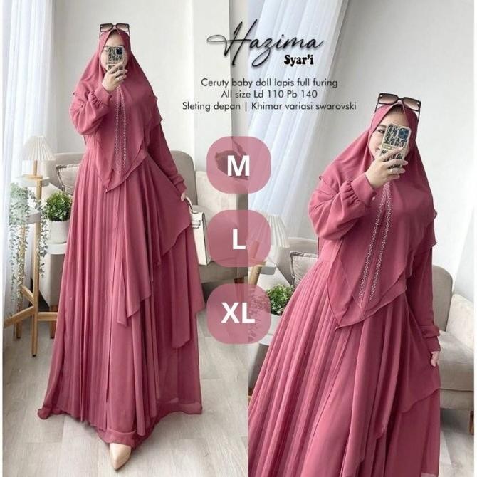(Expert) Baju Gamis Wanita Syari Terbaru Set Hijab Khimar Pesta Jumbo Busui