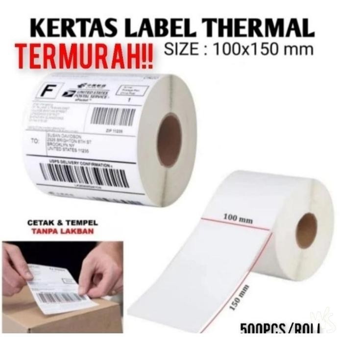 

MURAH LABEL THERMAL LABEL STIKER BARCODE PRINTER STIKER STICKER LABEL RESI PENGIRIMAN 100X150 / 500 PCS THERMAL A6