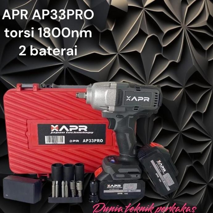 BEBAS ONGKIR - APR AP33 PRO IMPACT WRENCH APR AP33PRO 1800NM 2 BATERAI