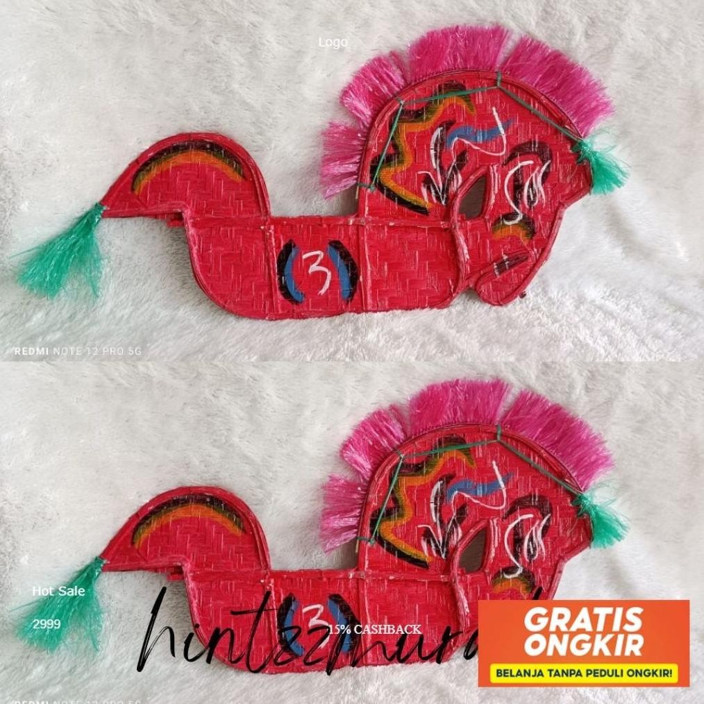 Kuda Kepang Anak Warna Merah Putih Hitam / Jaran Kepang / Jaranan / Kepang Anak / Kuda Lumping Anak 