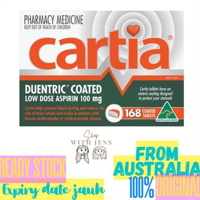 TERMURAH - Cartia Low Dose Aspirin 100 mg Enteric Coated Tablet 168 Tablets