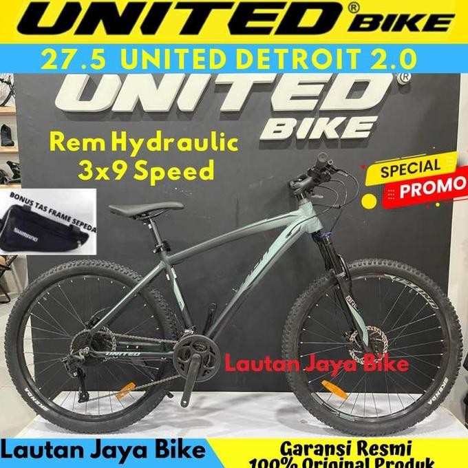 NEW Sepeda 27.5 MTB UNITED DETROIT 2.0 Rem Hydraulic Fork bis lock 9 sp