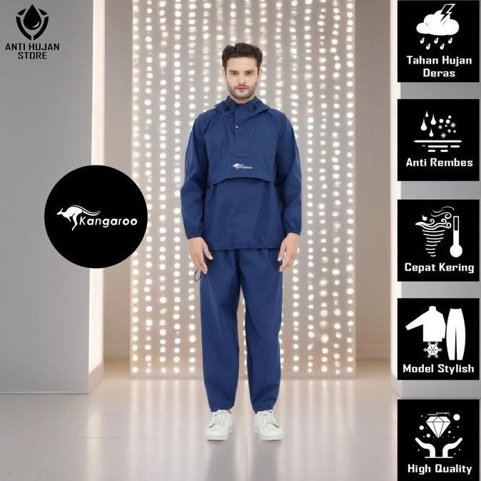 TERLARIS - Setelan Jas Hujan Kangaroo Kangguru Raincoat Musim Hujan Kangaroo Anti Rembes Premium
