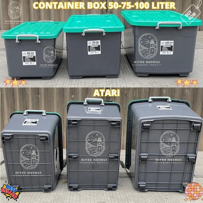 

Terlaris Kontainer Box Roda Atari 43 50 75 100 Liter Container Box Serbaguna Kotak Penyimpanan